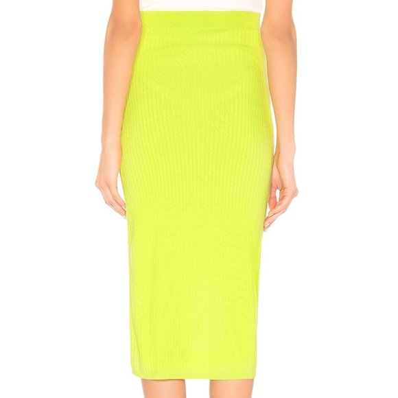 NWOT Free People Skyline Midi Skirt in Electric Lime, Size XS - Picture 3 of 8